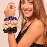 Mulberry Silk Hair Scrunchies (Pack Of 5) (22 Momme, 6A Grade) (Assorted)