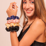 Mulberry Silk Hair Scrunchies (Pack Of 2) (22 Momme, 6A Grade) (Assorted)