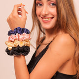 Mulberry Silk Hair Scrunchies (Pack Of 3) (22 Momme, 6A Grade) (Assorted)