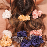 Mulberry Silk Hair Scrunchies (Pack Of 2) (22 Momme, 6A Grade) (Assorted)