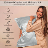 Mulberry Silk Pillow Cover - Sterling Silver