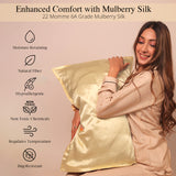 Mulberry Silk Pillow Cover & Scrunchy Pack Of 2 -  Champagne Gold