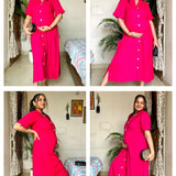 Pink Ankle Length Maternity Dress