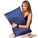 Mulberry Silk Pillow Cover & Scrunchy Pack Of 2 -  Sapphire Blue