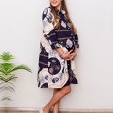 Women's Printed Maternity Knee Length Dress, - Dark Blue