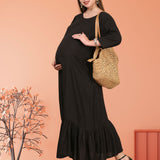 Women's Black Ankle Length Maternity Dress