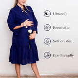 Women's Knee Length Maternity Dress - Dark Blue