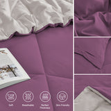 Furbo Microfiber Reversible All-Season Comforters: Soft, Durable, and Versatile, Plum-Vanila