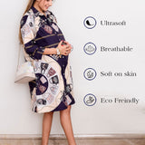 Women's Printed Maternity Knee Length Dress, - Dark Blue