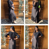 Women's Black Ankle Length Maternity Dress