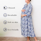 Maternity A-Line Dress | White~ Blue