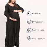 Women's Black Ankle Length Maternity Dress