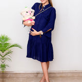 Women's Knee Length Maternity Dress - Dark Blue