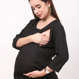 Women's Black Ankle Length Maternity Dress