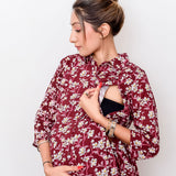 Maternity Dress | Floral Mehroon- white