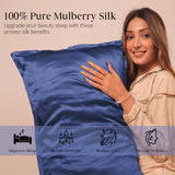 Mulberry Silk Pillow Cover & Scrunchy Pack Of 2 -  Sapphire Blue