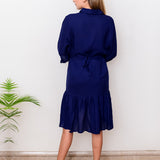 Women's Knee Length Maternity Dress - Dark Blue