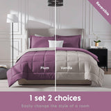 Furbo Microfiber Reversible All-Season Comforters: Soft, Durable, and Versatile, Plum-Vanila