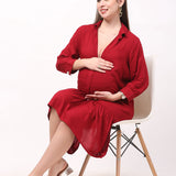 Women's Hot Red Knee Length Maternity Dress