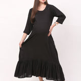 Women's Black Ankle Length Maternity Dress