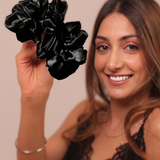 Mulberry Silk Pillow Cover & Scrunchy Pack Of 2 - Black